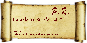 Petrán Renátó névjegykártya